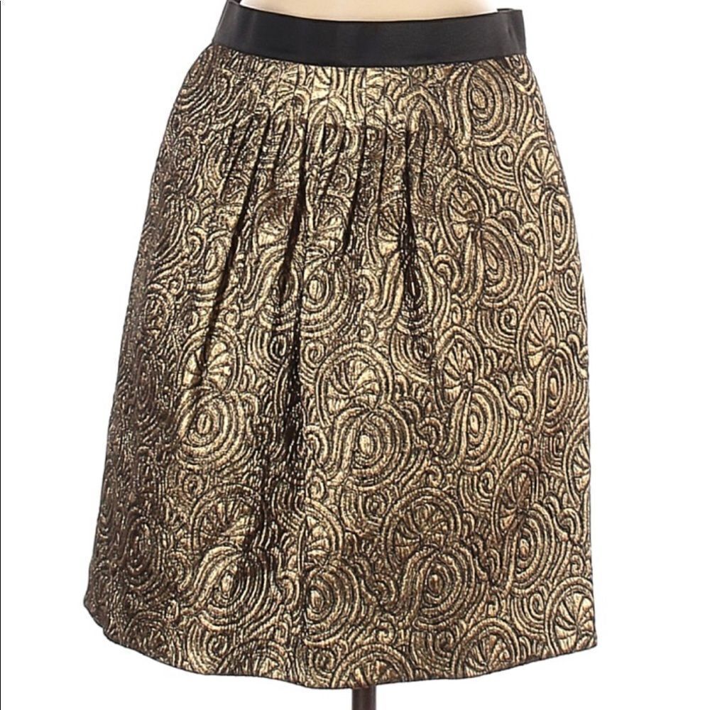 3.1 Phillip Lim Gold Brocade Jacquard Holiday Party Skirt